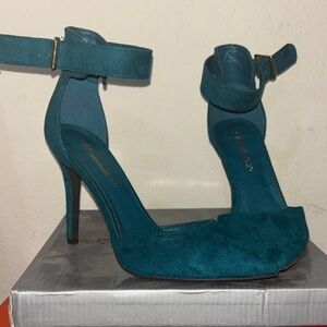 Teal Ankle Strap Heels